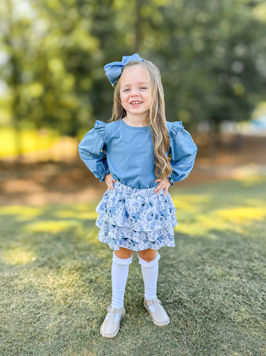 RTS - Virginia Blue Girl Skort Set