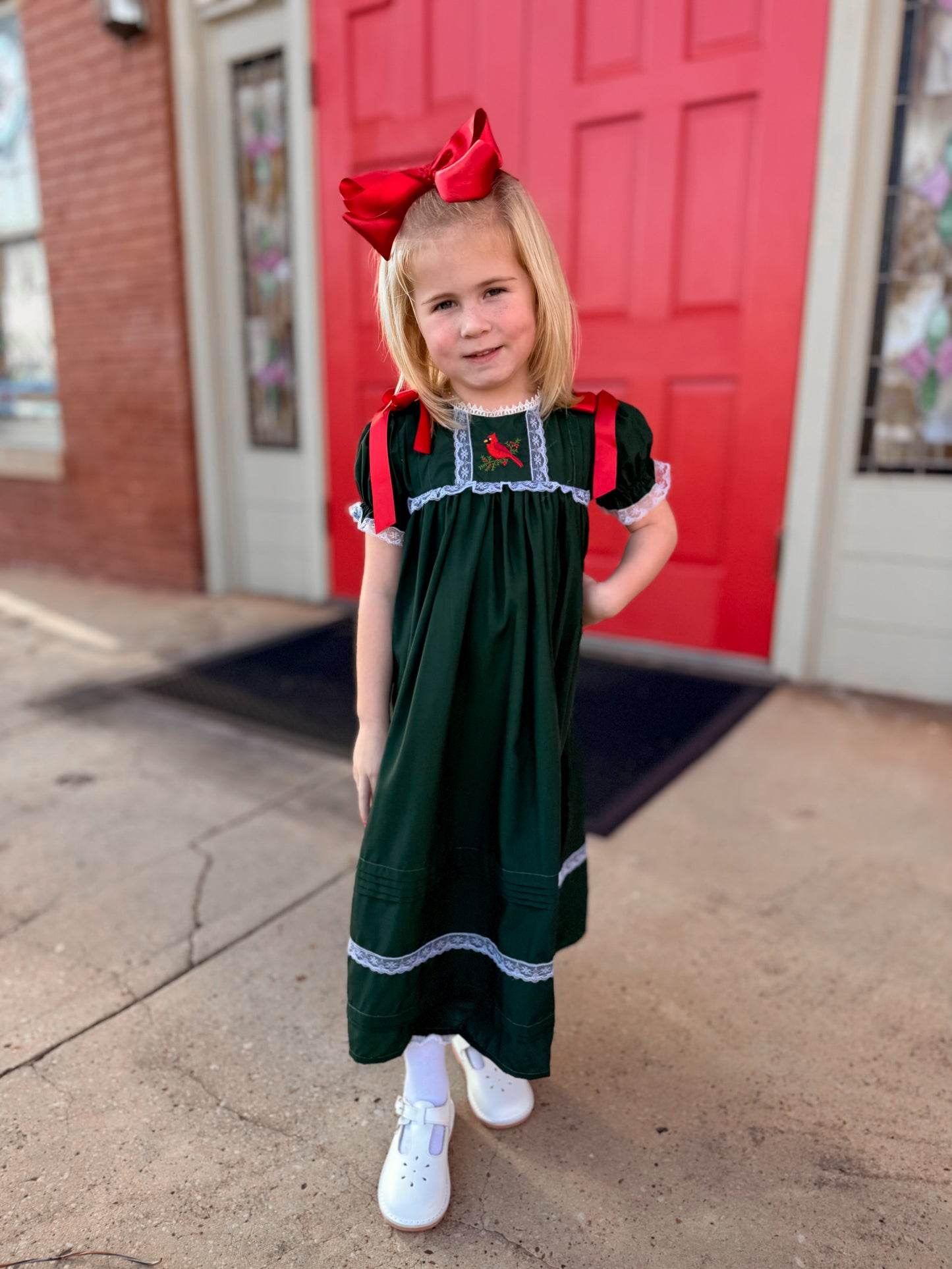 RTS - Christmas Cardinal Heirlooms Girl Dress
