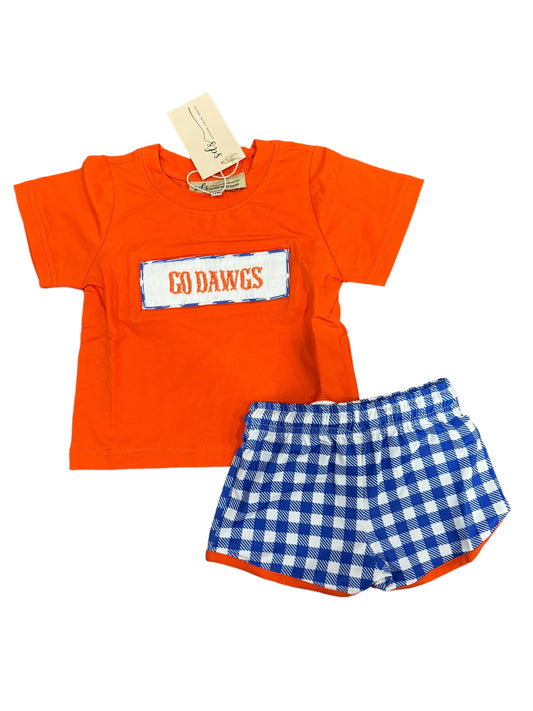 RTS - Team Spirit Boy Shortie Set - Royal Blue/Orange- Go Dawgs