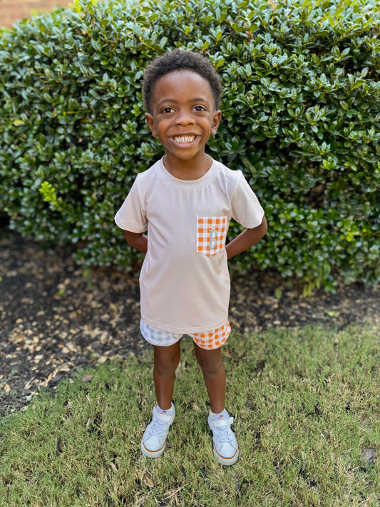 RTS - Autumn Colorblock Boy Shortie Set - NO MONOGRAM