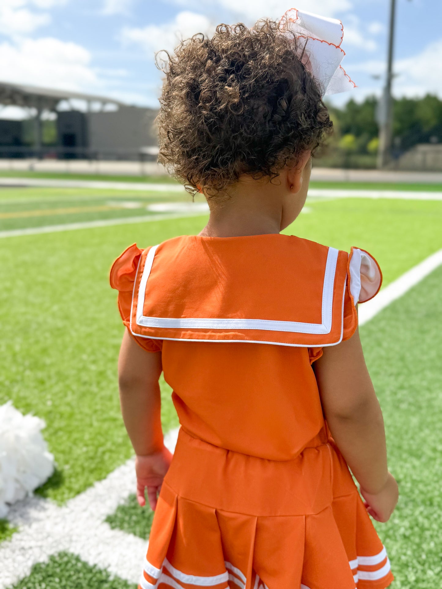 RTS - COLLEGIATE - Girls Spirit Wear Skort Set - Orange/White “NO MONO”
