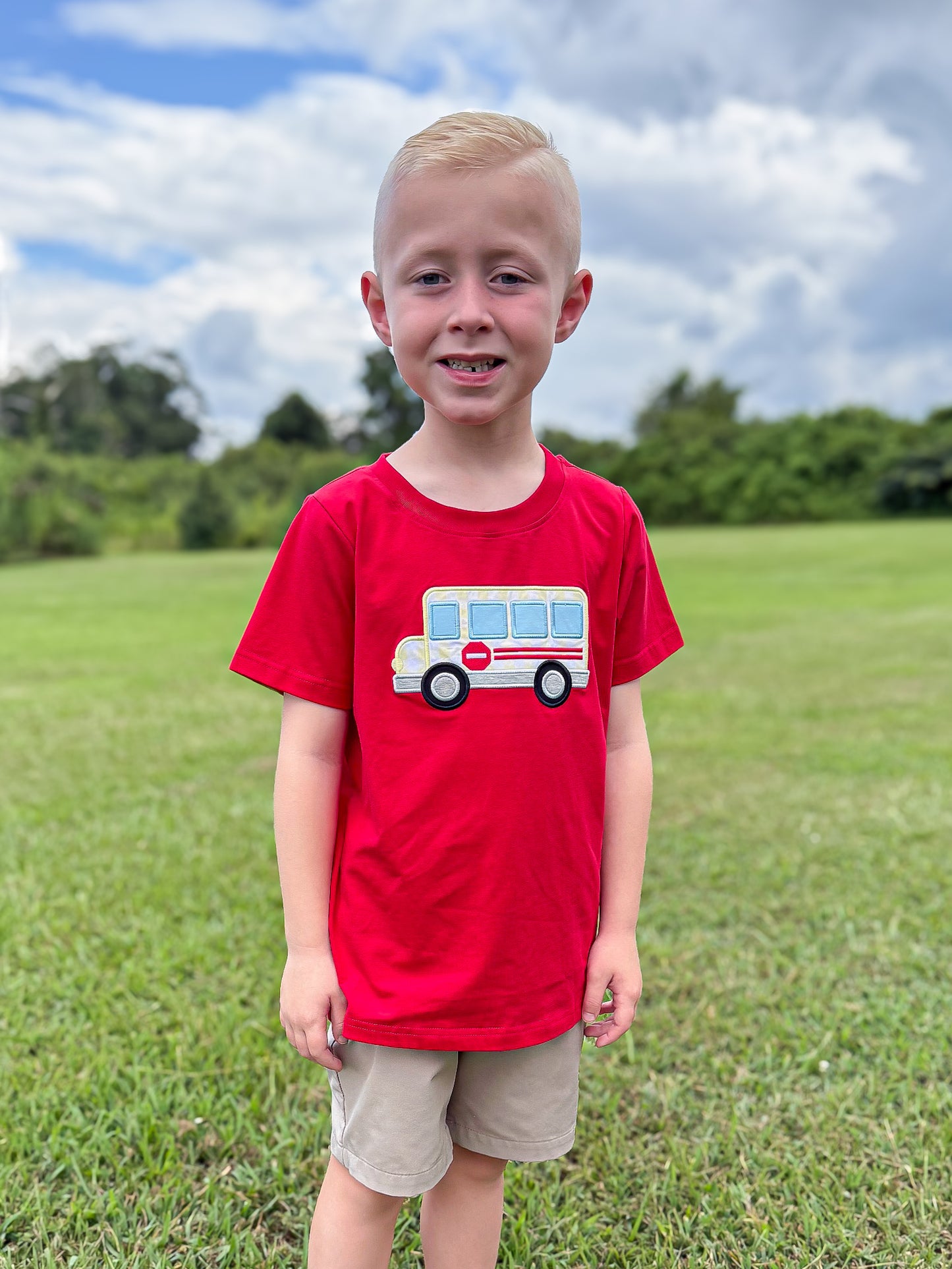 RTS - SUMMER PT 2 - Back to School Shirt Only - Applique School Bus Boy Shirt