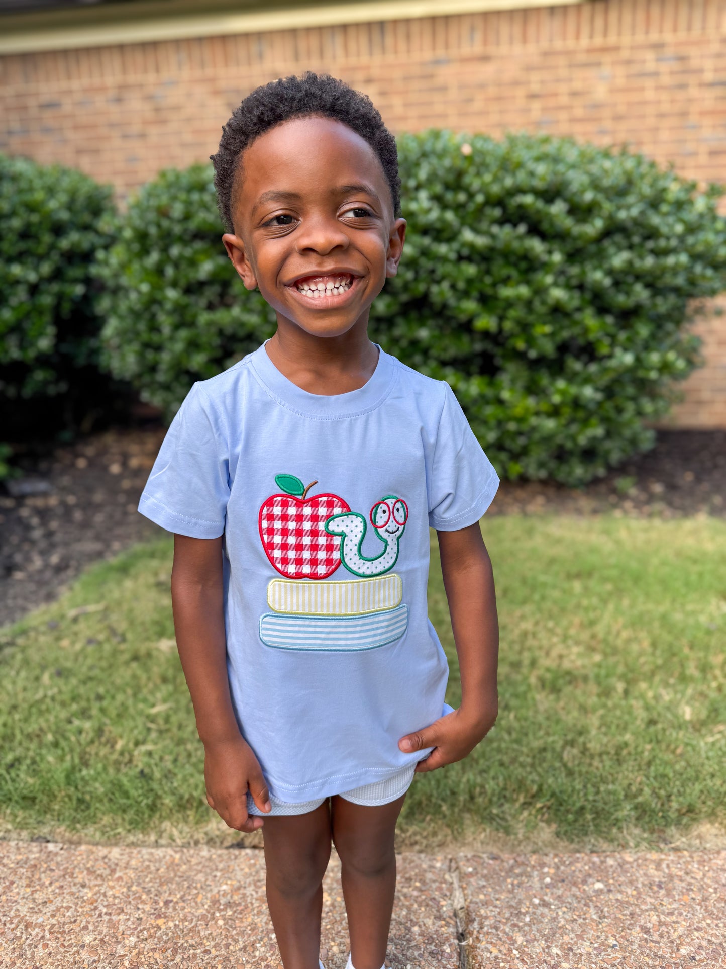 RTS - SUMMER PT 2 - Back to School Shirt Only - Applique Bookworm Boy Shirt - NO MONOGRAM