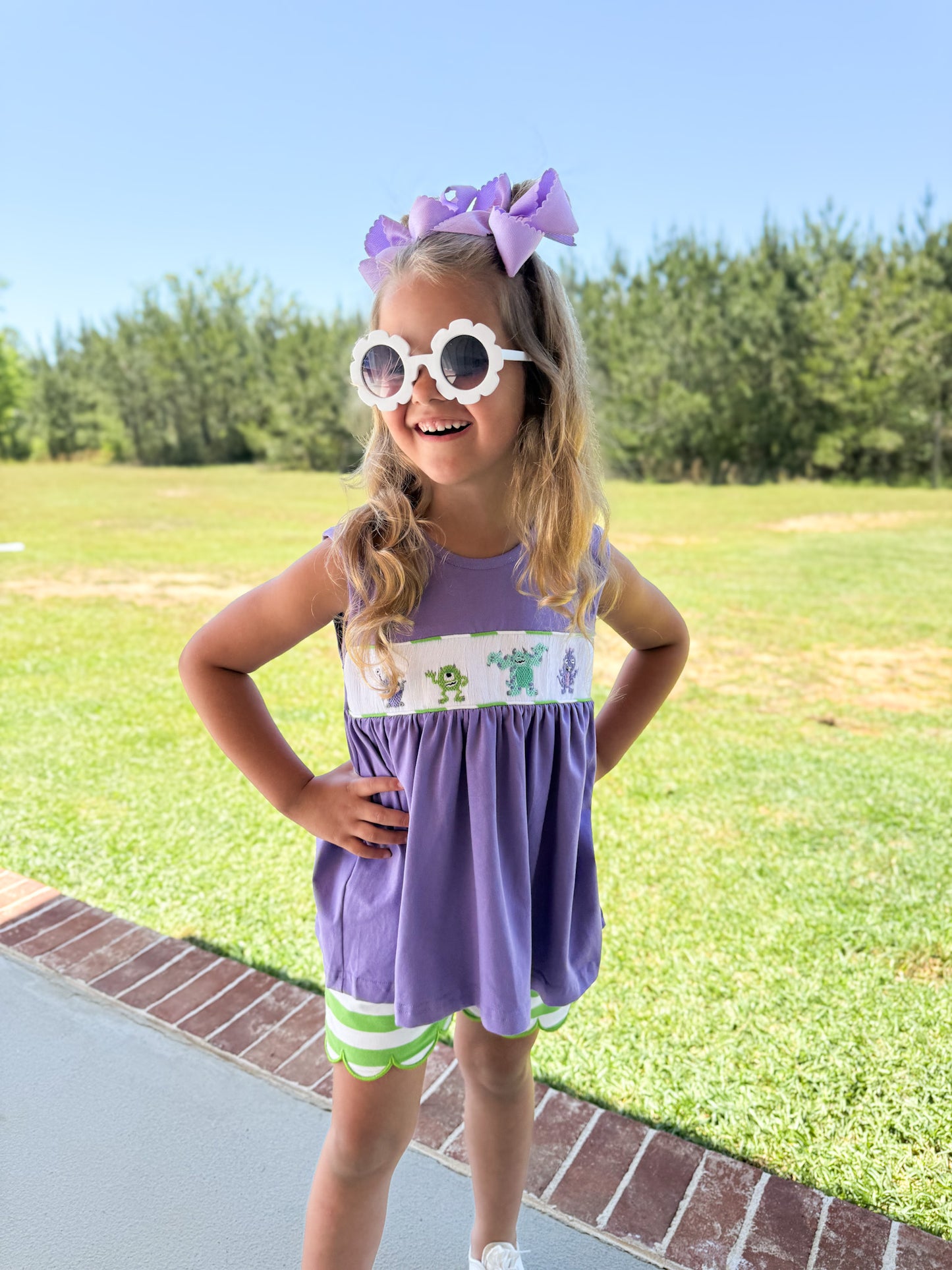 RTS - Smocked Monsters Girl Short Set