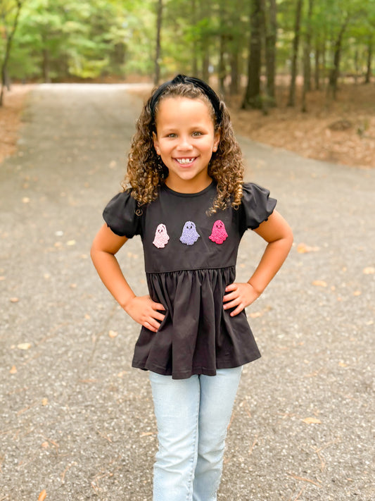RTS - Fall Pt 2 Shirt Only - Colorful Ghosts Girl Shirt