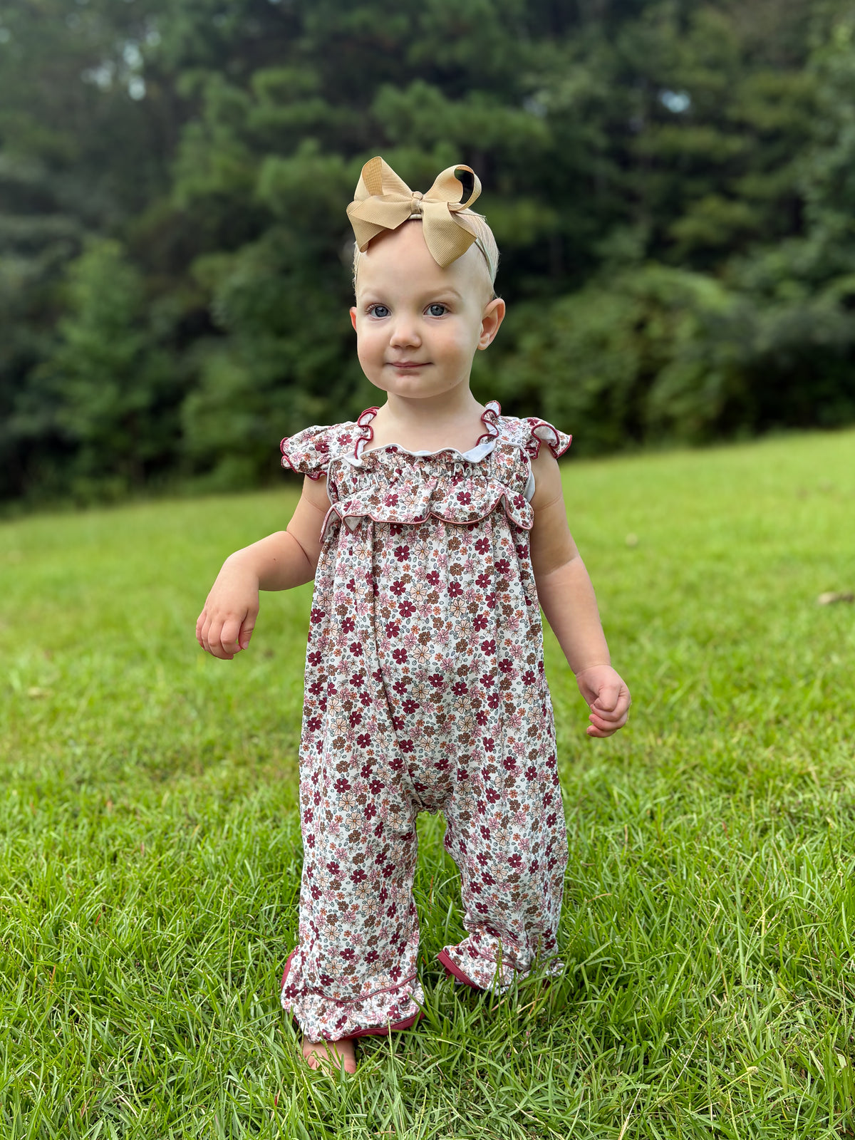 RTS - AUTUMN BASICS - Maroon & Bloom Girl Romper