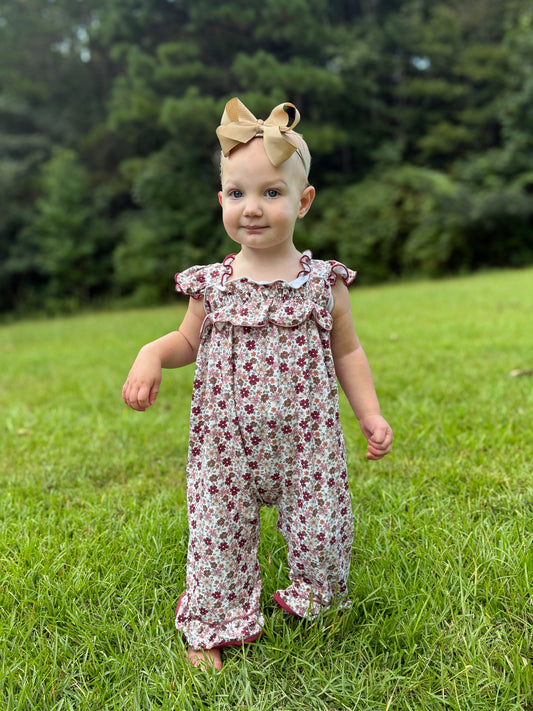 RTS - AUTUMN BASICS - Maroon & Bloom Girl Romper