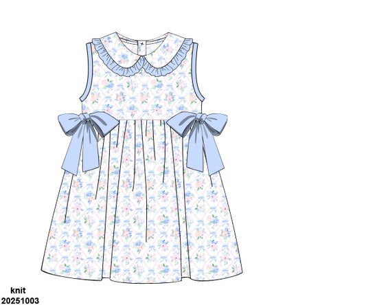 RTS - Bouquets of Blue Girl Dress