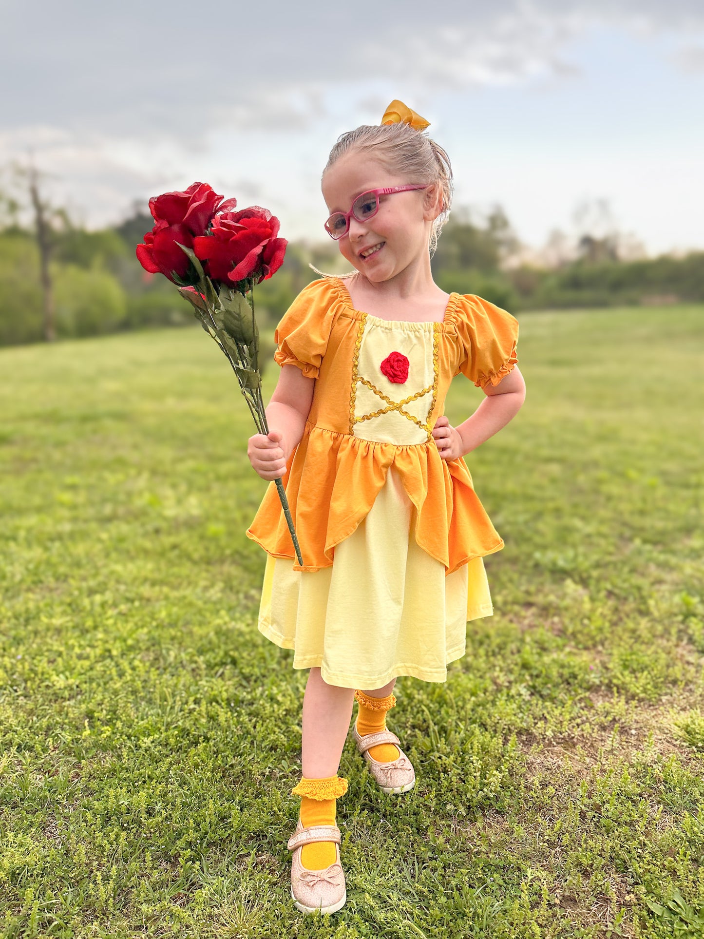 RTS - Character Knits - Books & Roses Girl Dress
