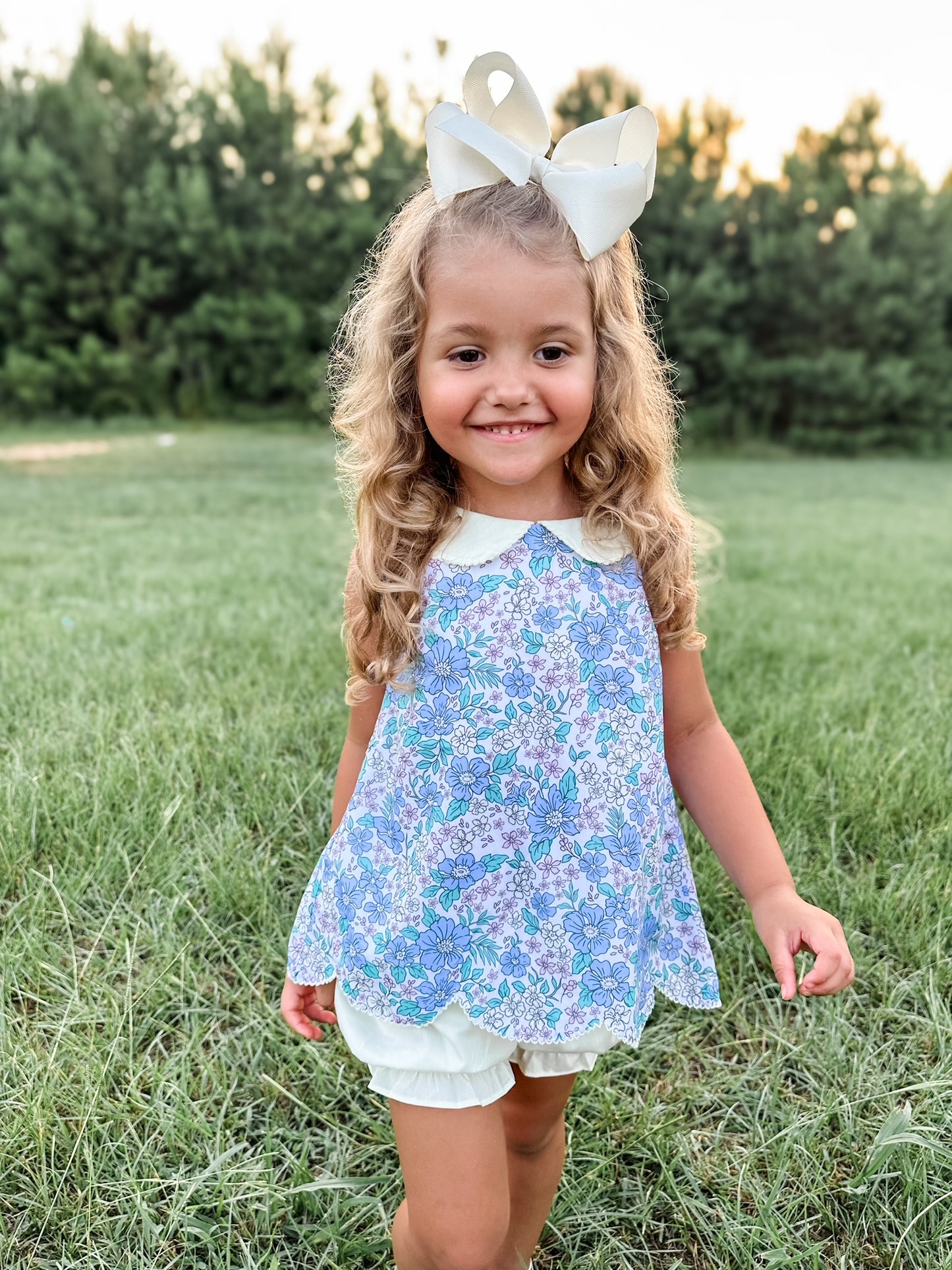 RTS - Elisabeth Floral Girl Bubble Short Set