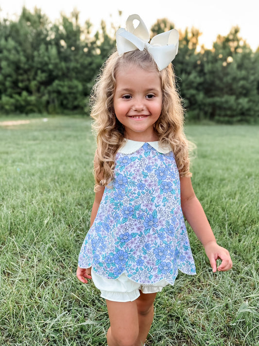 RTS - Elisabeth Floral Girl Bubble Short Set