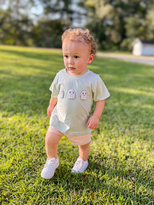 RTS - French Knot Ghosts Boy Shortie Set