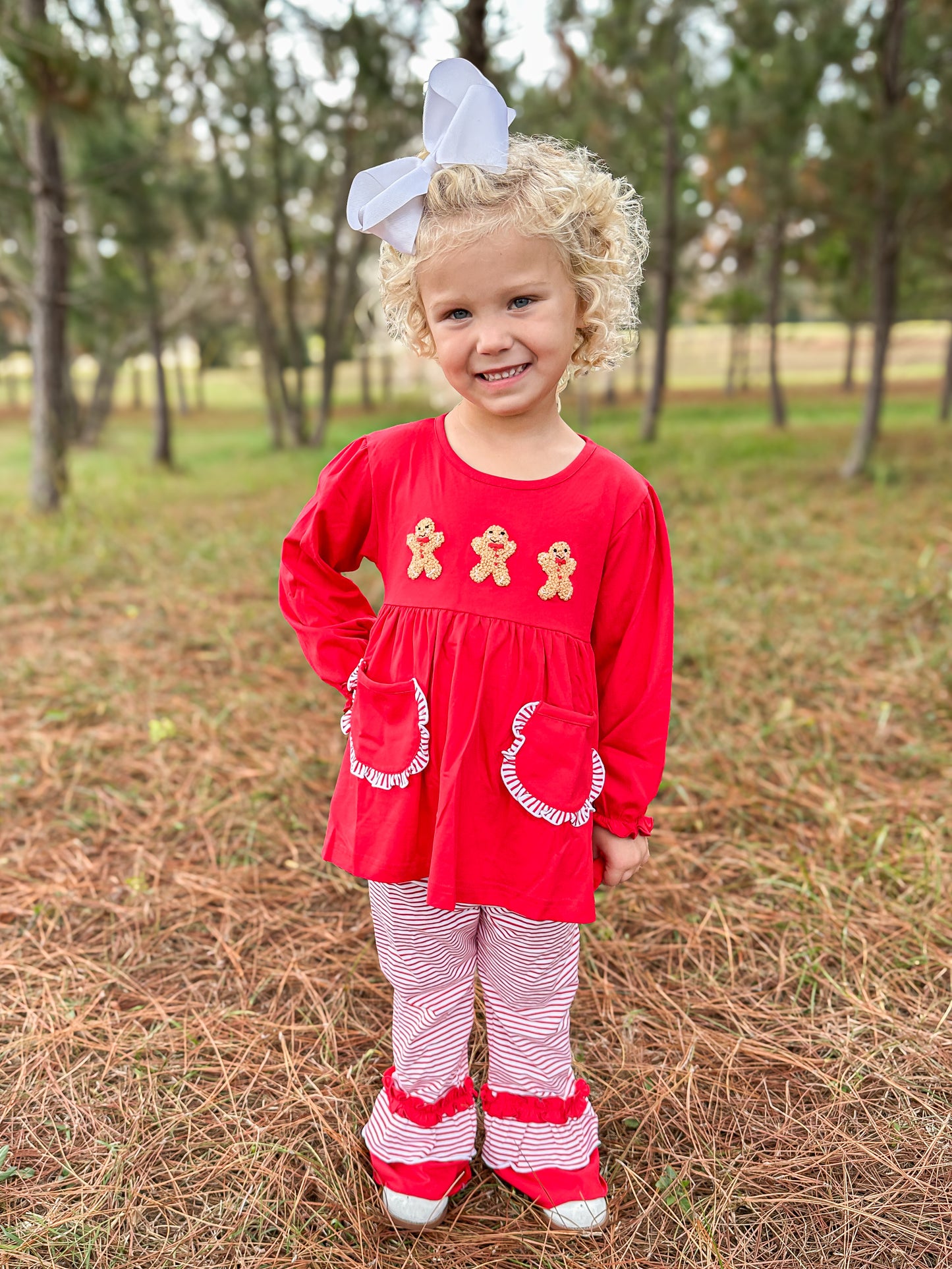 RTS - French Knot Gingerbread Girl Pant Set