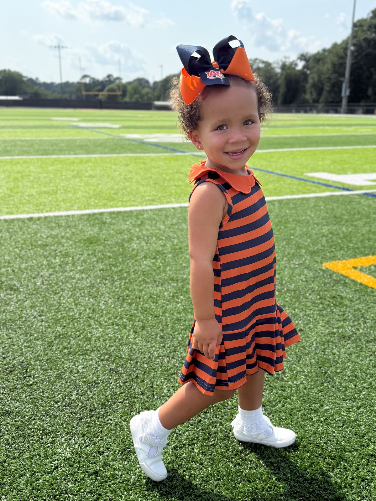 RTS - COLLEGIATE - Campus Spirit Girl Dress - Orange/Navy - NO MONO