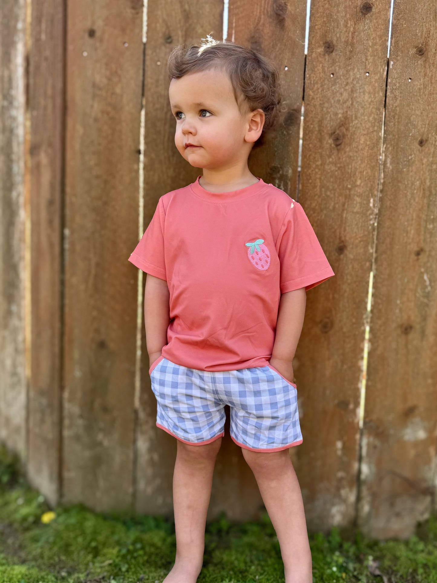 RTS - Elli’s Berry Patchwork Boy Shortie Set