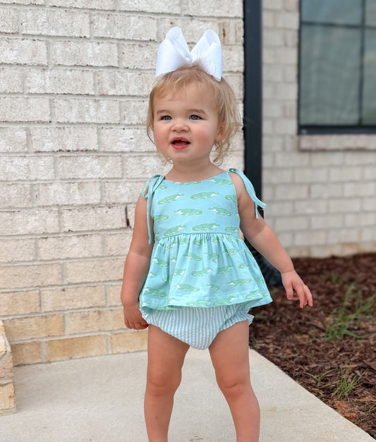 RTS - SUMMER 1 - Gator Bay Girl Diaper Set