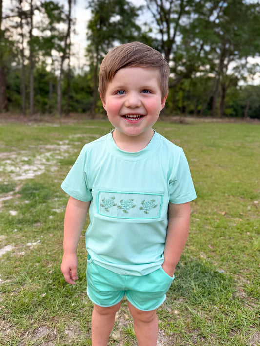 RTS - SUMMER 1 - Seaside Turtles Boy Shortie Set