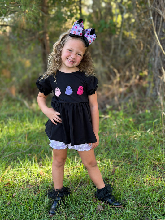 RTS - PUMPKINS & HALLOWEEN - Pumpkins & Halloween Shirt Only - Colorful Ghost Girl Shirt