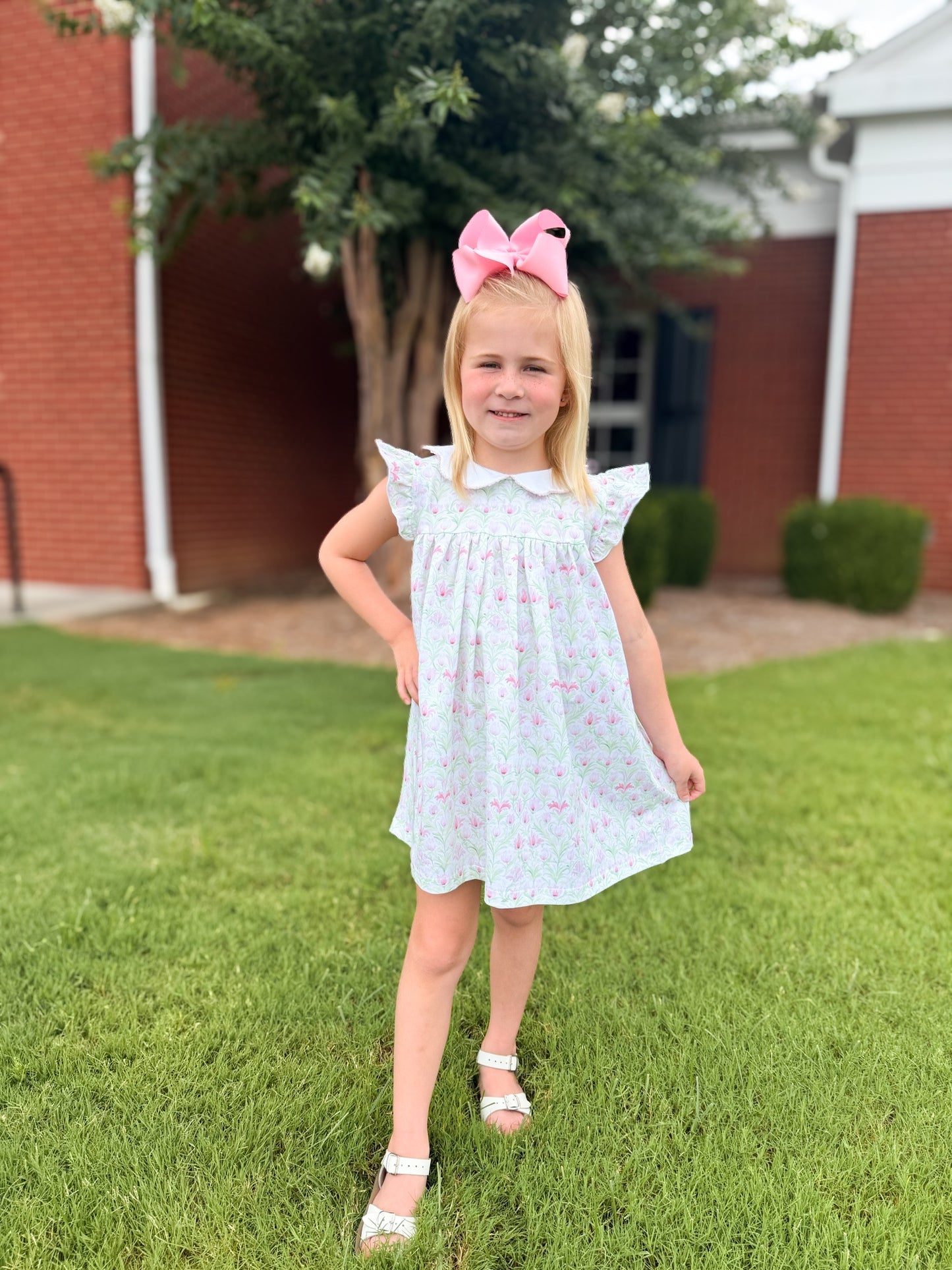 RTS - SUMMER PT 2 - Lime & Pink Floral Girl Dress