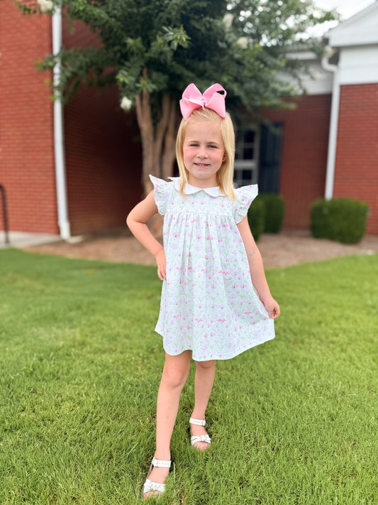 RTS - SUMMER PT 2 - Lime & Pink Floral Girl Dress