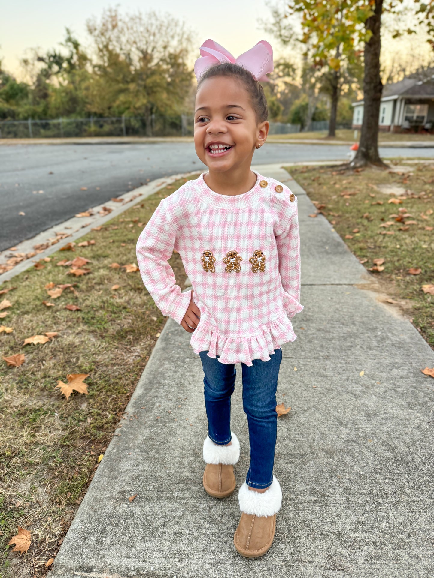 RTS - Crochet Gingham Gingerbread Girl Sweater
