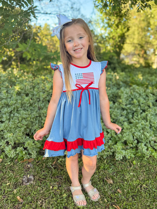 RTS - SUMMER 1 - American Flag Colorblock Girl Dress