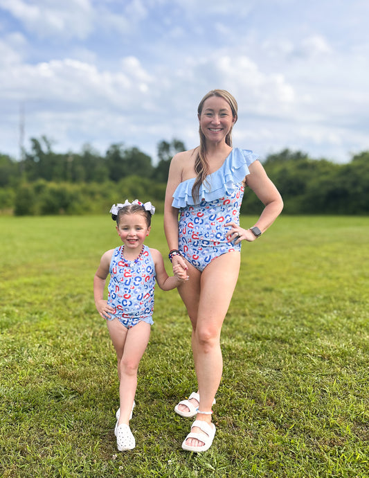 RTS - Patriotic Cheetah Mom 1 PC Swim