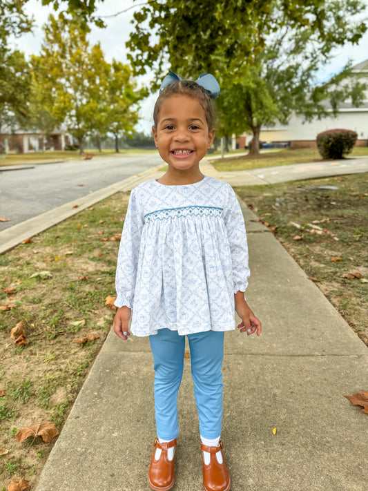 RTS - Blue Turkeys Girl Pant Set