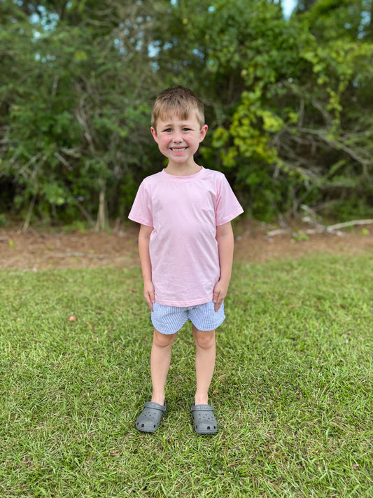RTS - Seersucker Bows Boy Shortie Set  - NO MONOGRAM