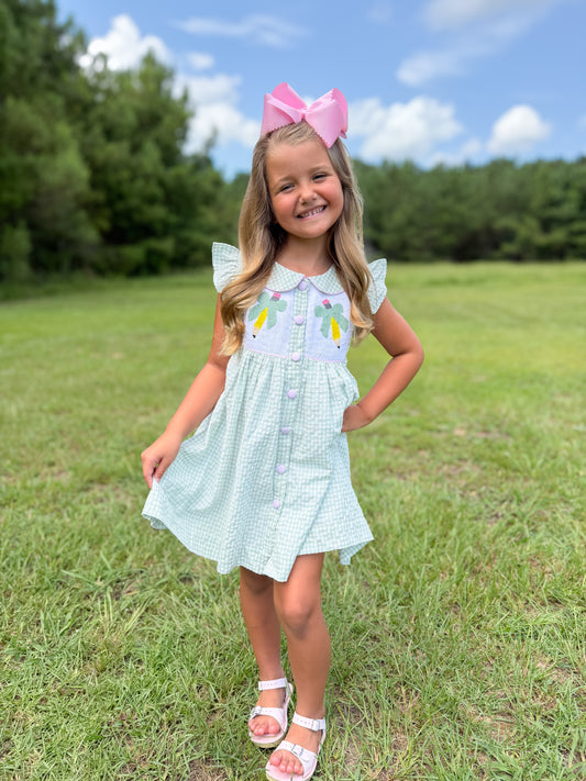 RTS - SUMMER PT 2 - BTS Girl Only - Smocked Sage Pencils Girl Dress