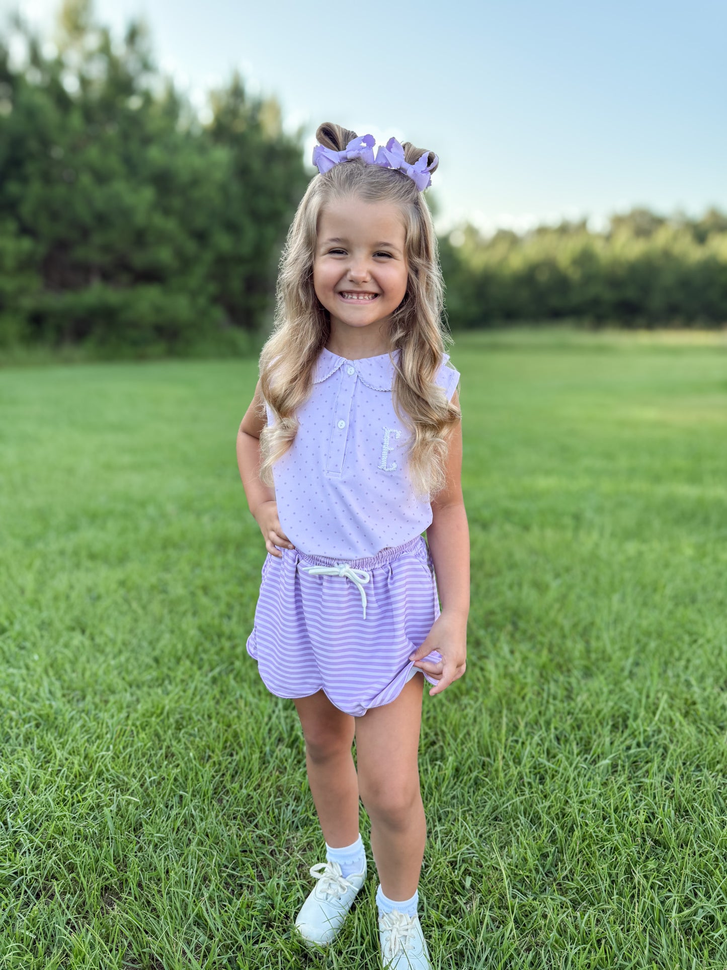RTS - Preppy Polo Basics Girl Skort Set - Purple  - NO MONOGRAM