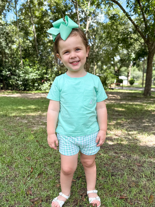 RTS - Mix/Match Basics - Mint Gingham Shorties