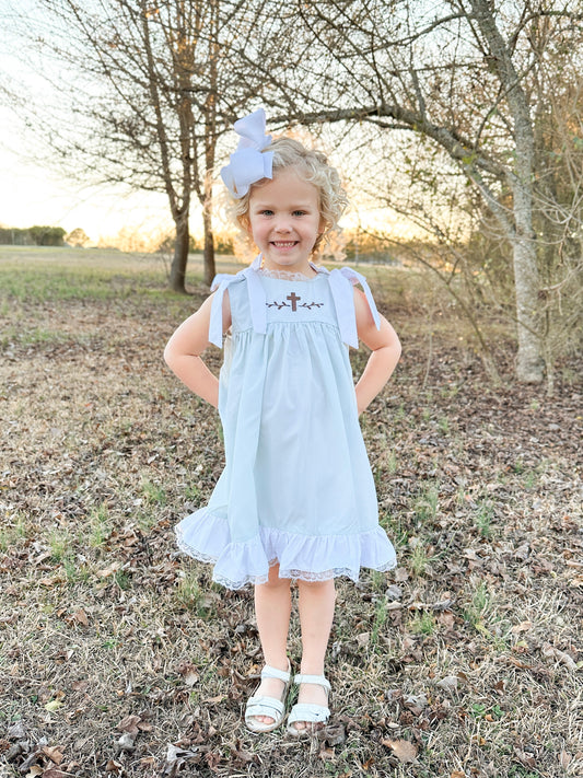 RTS - Embroidered Cross Girl Dress