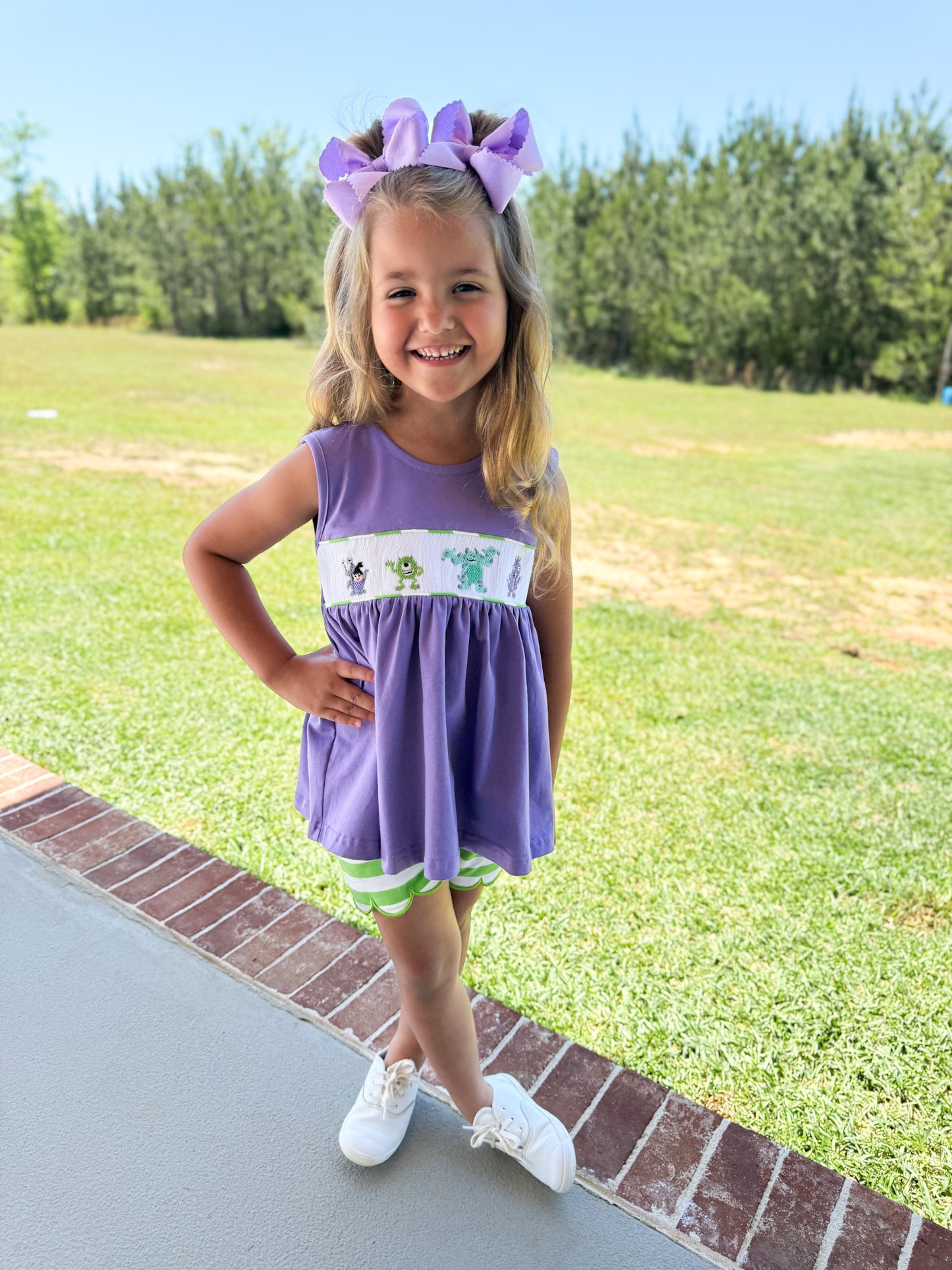 RTS - Smocked Monsters Girl Short Set