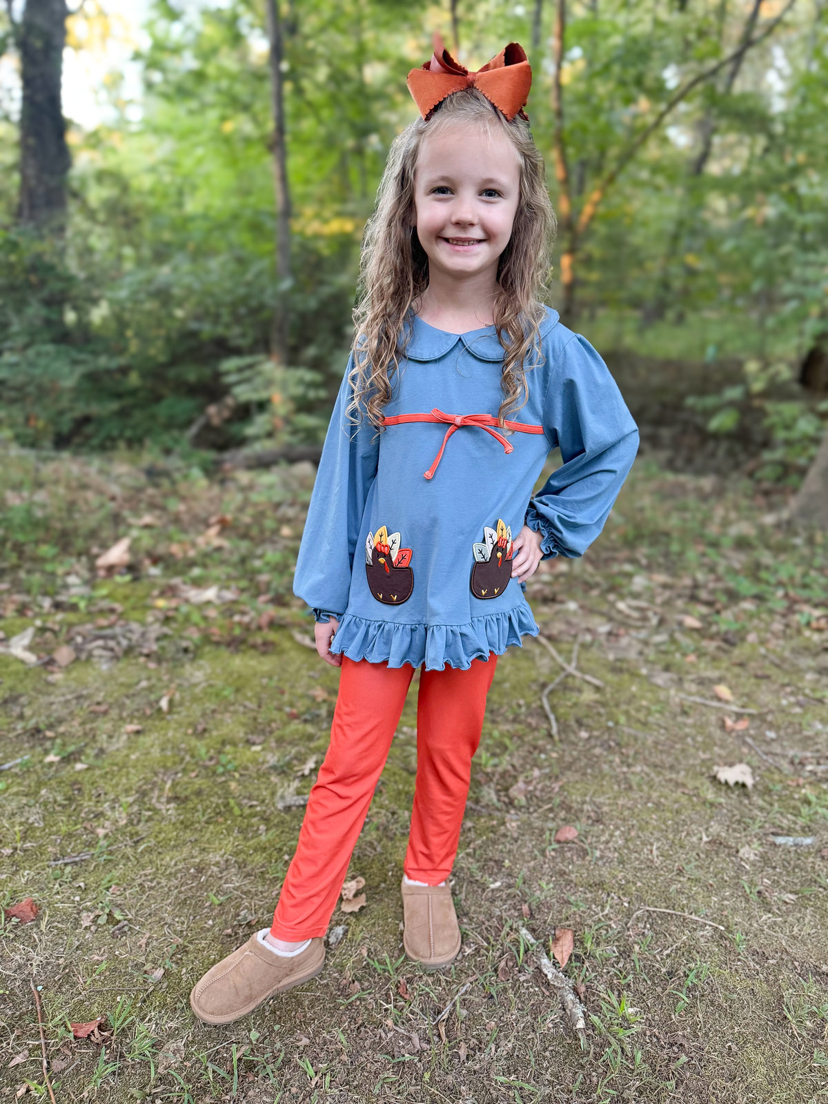 RTS - HALLOWEEN & TURKEYS - Turkey Pockets Girl Pant Set