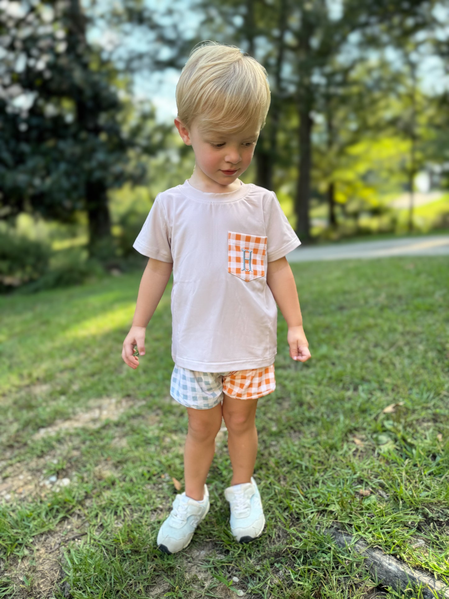 RTS - Autumn Colorblock Boy Shortie Set - NO MONOGRAM