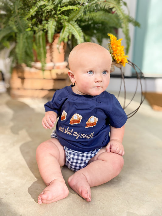 RTS - French Knot Sweet Potato Pie Boy Diaper Set