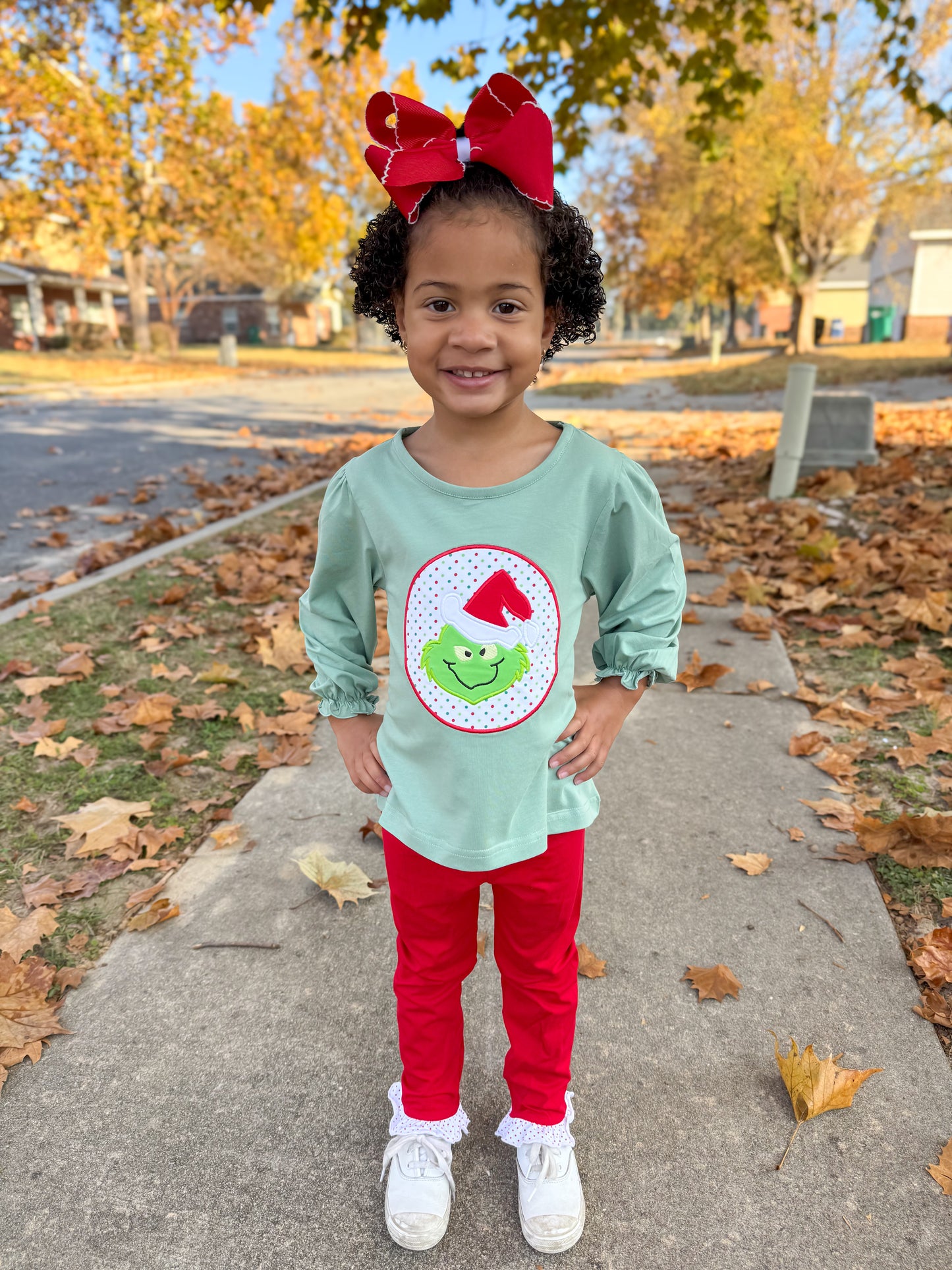 RTS - Christmas Shirt Only - Appliqué Green One Girl Shirt