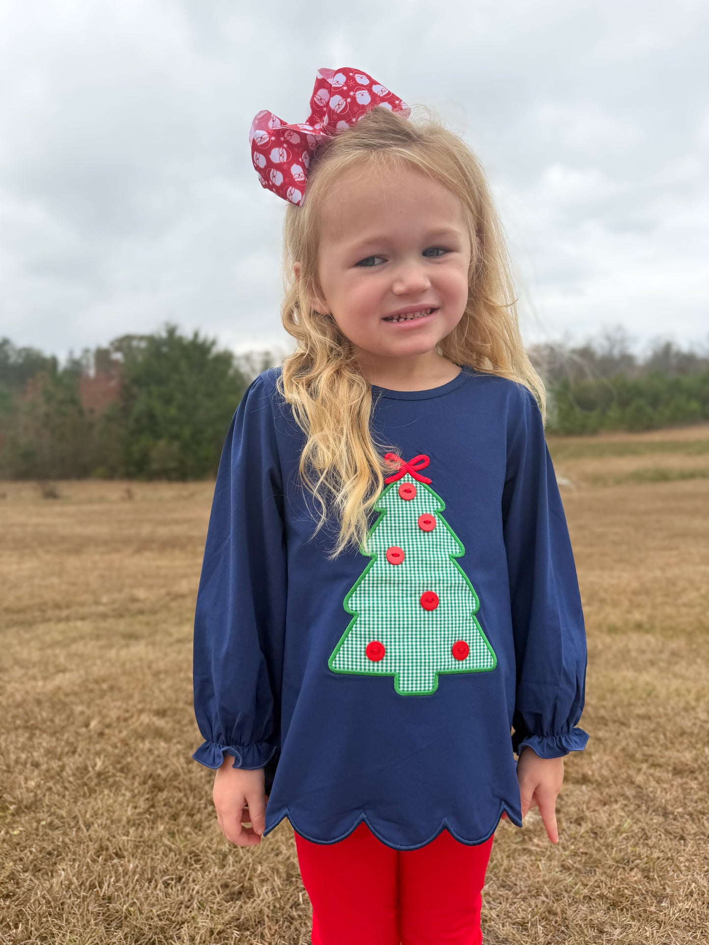 RTS - Christmas Shirt Only - Applique Christmas Tree Girl Shirt