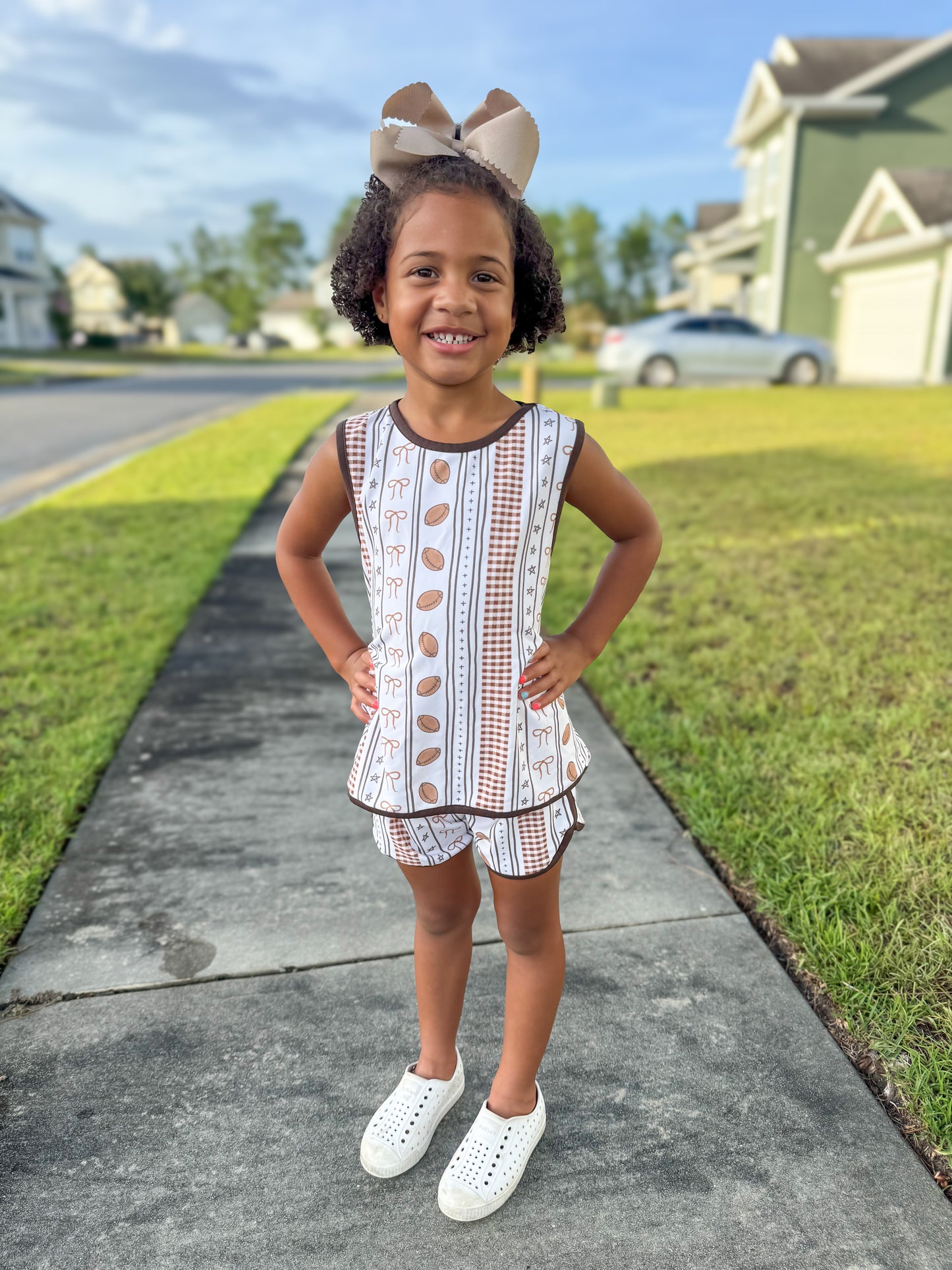 RTS - COLLEGIATE - Basic Football Knits Girl Shortie Set