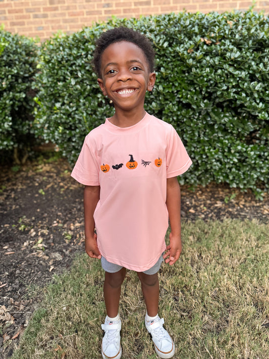 RTS - French Knot Jack-O’-Lantern Boy Shortie Set