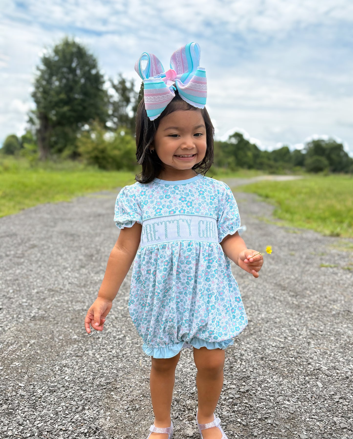 RTS - Paisley Floral Name Smocks Girl Bubble “MAMA’S GIRL”