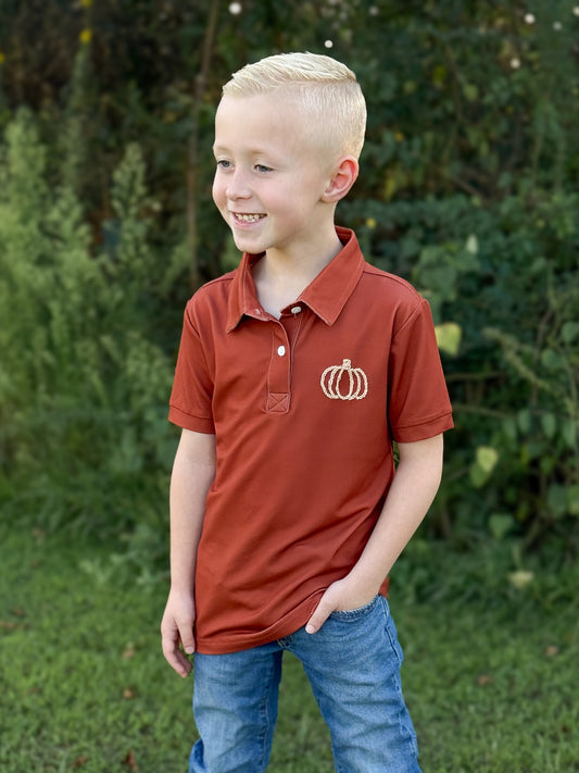 RTS - Chainstitch Pumpkin Boy Polo