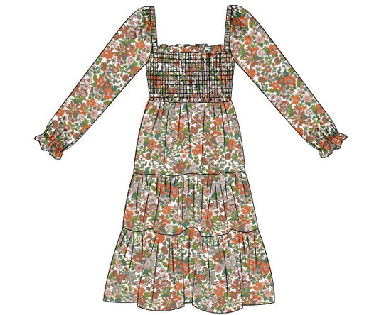 PREORDER 30: FALL COLLECTION - Rust Family Floral Mom Dress