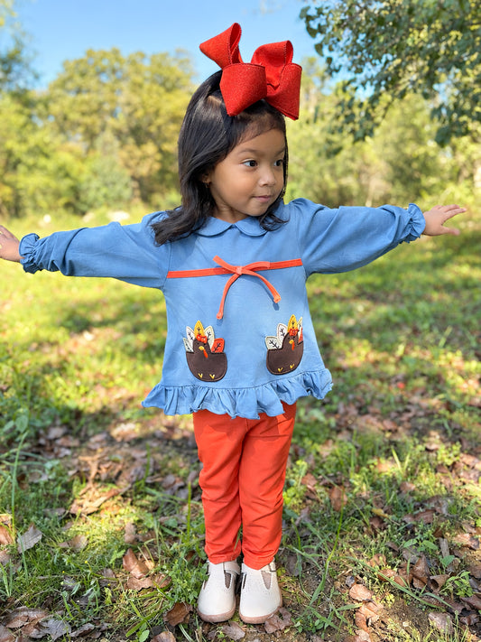 RTS - HALLOWEEN & TURKEYS - Turkey Pockets Girl Pant Set