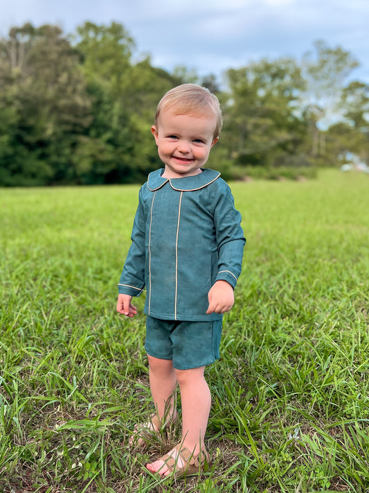 RTS - Teagan’s Fall Floral Boy Short Set - NO MONOGRAM