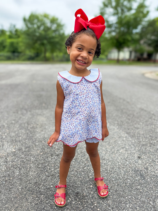 RTS - Patriotic Floral Girl Bubble Short Set