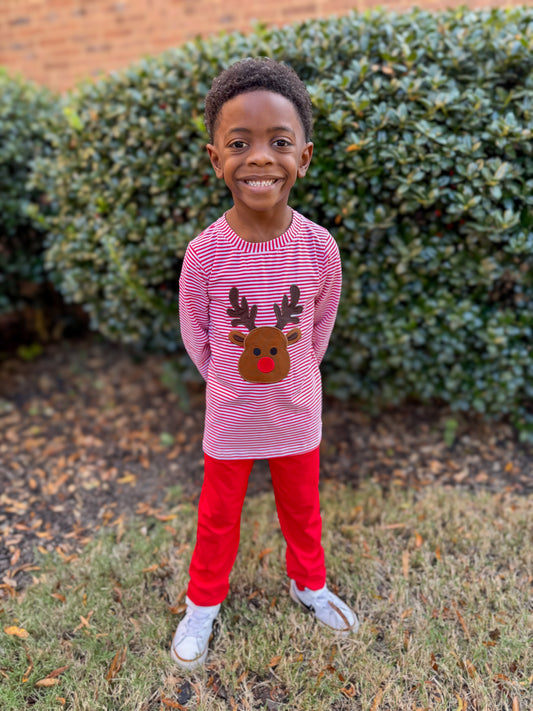 RTS - Applique Reindeer Boy Jogger Set