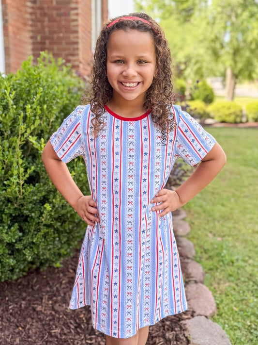 RTS - SUMMER 1 - Liberty Stars & Bows Girl Dress