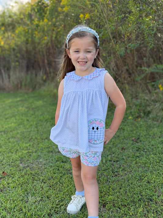 RTS - Applique Preppy Ghost Girl Shortie Set - No monogram